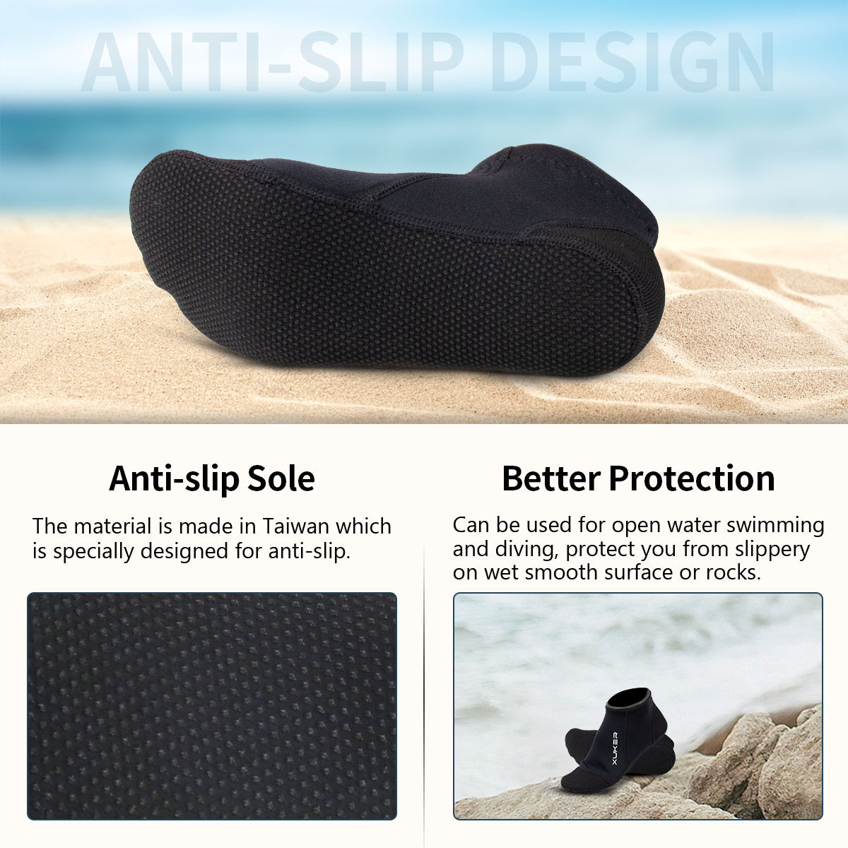 3mm Neoprene Socks Beach Volle - Snorkel Dry Top recension och pris