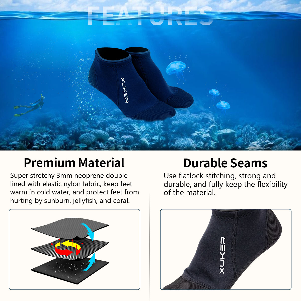 3mm Neoprene Socks Beach Volle - Snorkel Dry Top recension och pris